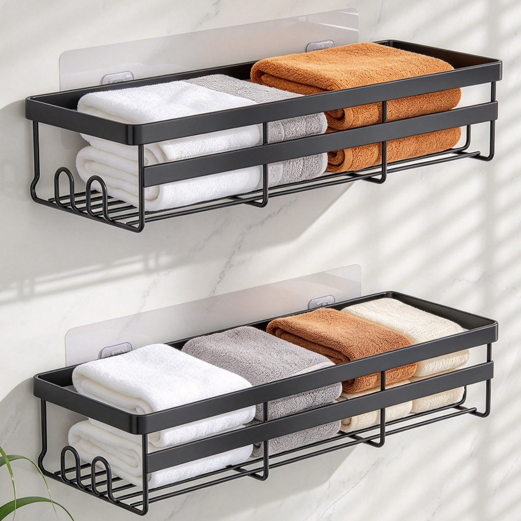 Adhesive Shower Caddy Set – 2 Pack, No Drilling Required