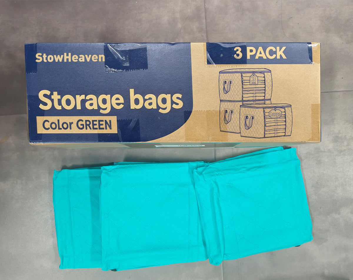 90L Large Blanket Storage Bags with Clear Window – 3 Pack