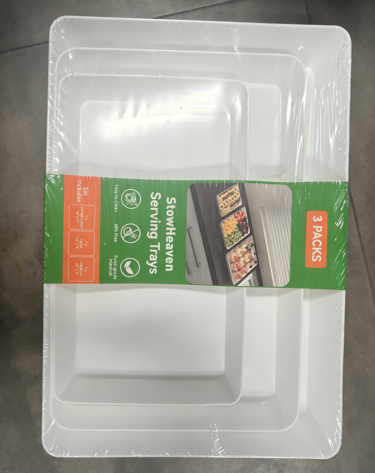 3-Piece Stackable Serving Tray Set – 3 Sizes
